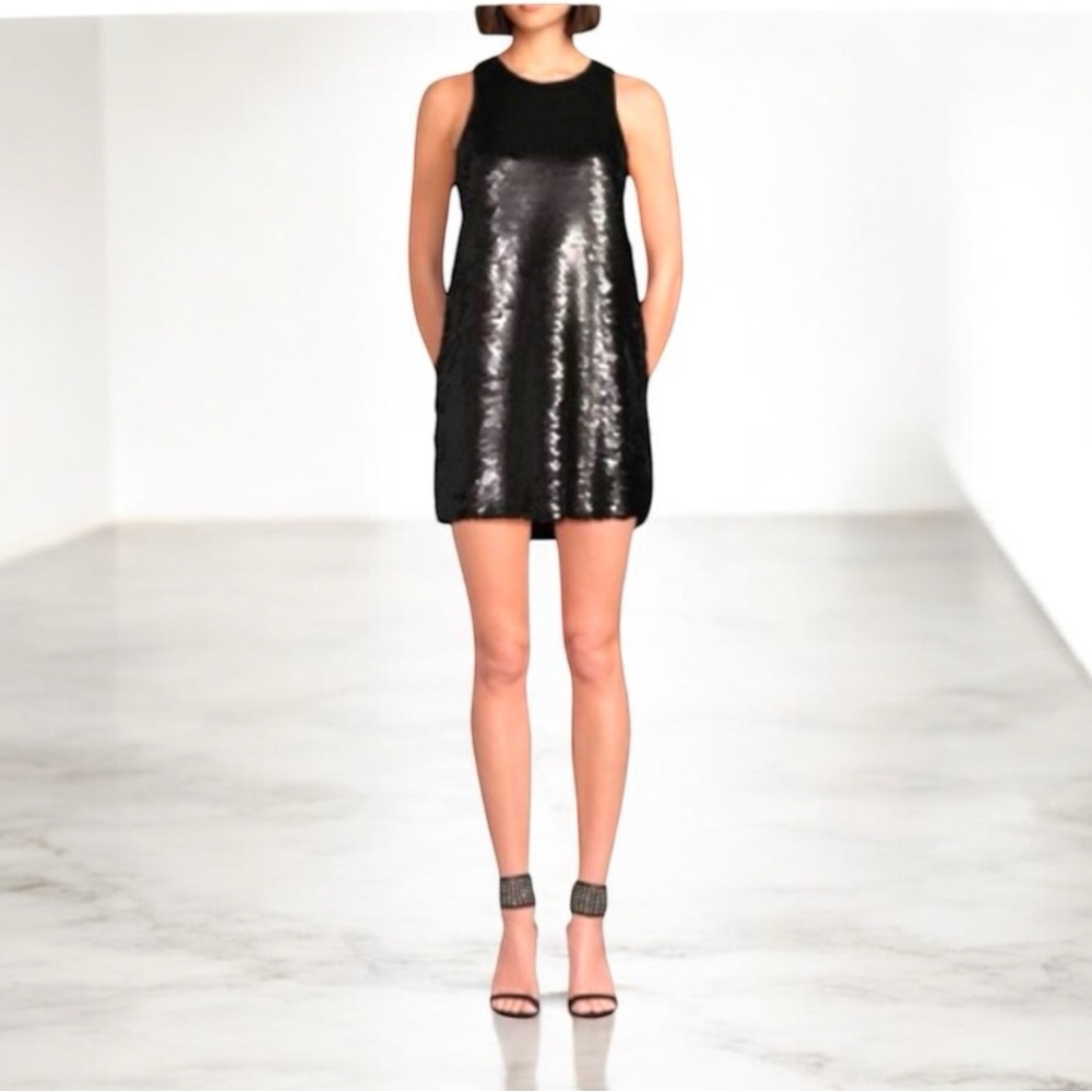 Neiman Marcus Black Sequin Shift Dress Size Medium